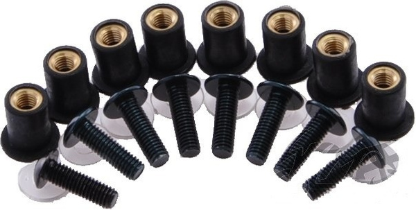 WM motor  Śruby Do Owiewek z Gumkami (8 sztuk) Czarne AW5355