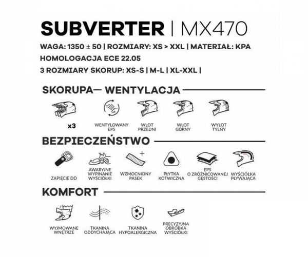 Kask Cross Enduro LS2 MX470 SUBVERTER BOMBER H-V YELLOW 