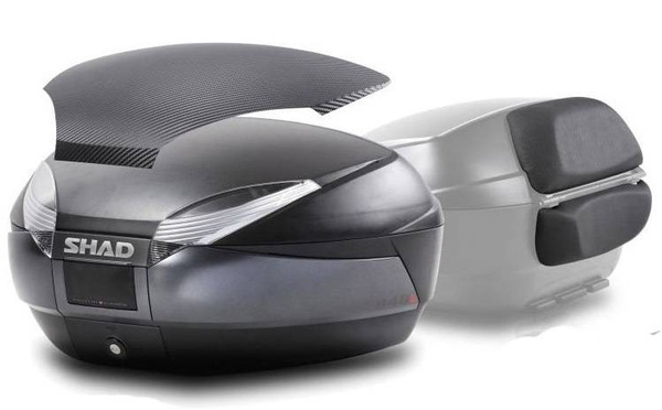 SHAD Kufer Centralny SH48 Dark Grey 48L z Płytą Montażową nakładką Carbon i oparciem D0B48306R