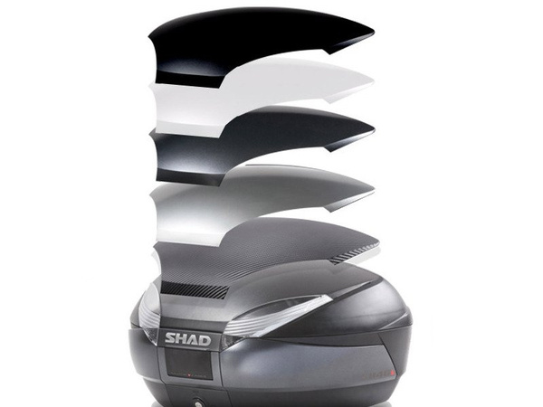 SHAD Kufer Centralny SH48 Dark Grey 48L z Płytą Montażową nakładką Carbon i oparciem D0B48306R